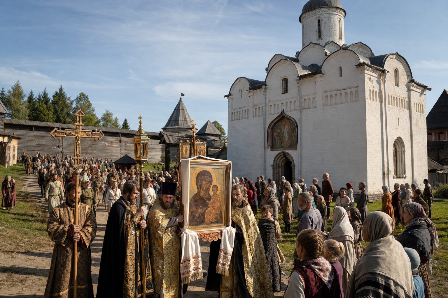 Foto-gerçekçi resim, Tanrı Anası'nın Don ikonu onuruna kutlama, Ortodoks takvimi, 2026-09-01, fixed_feast_or_icon
